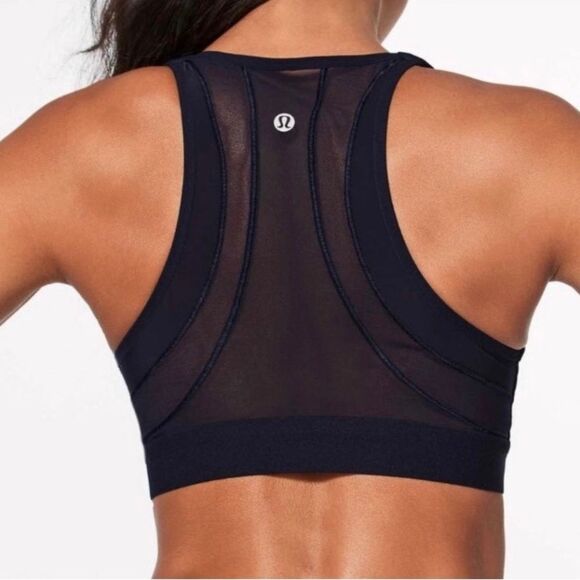 LULULEMON Fresh in Mesh Sports Bra Midnight Blue B/C RARE Size 4 Like New - Picture 1 of 9